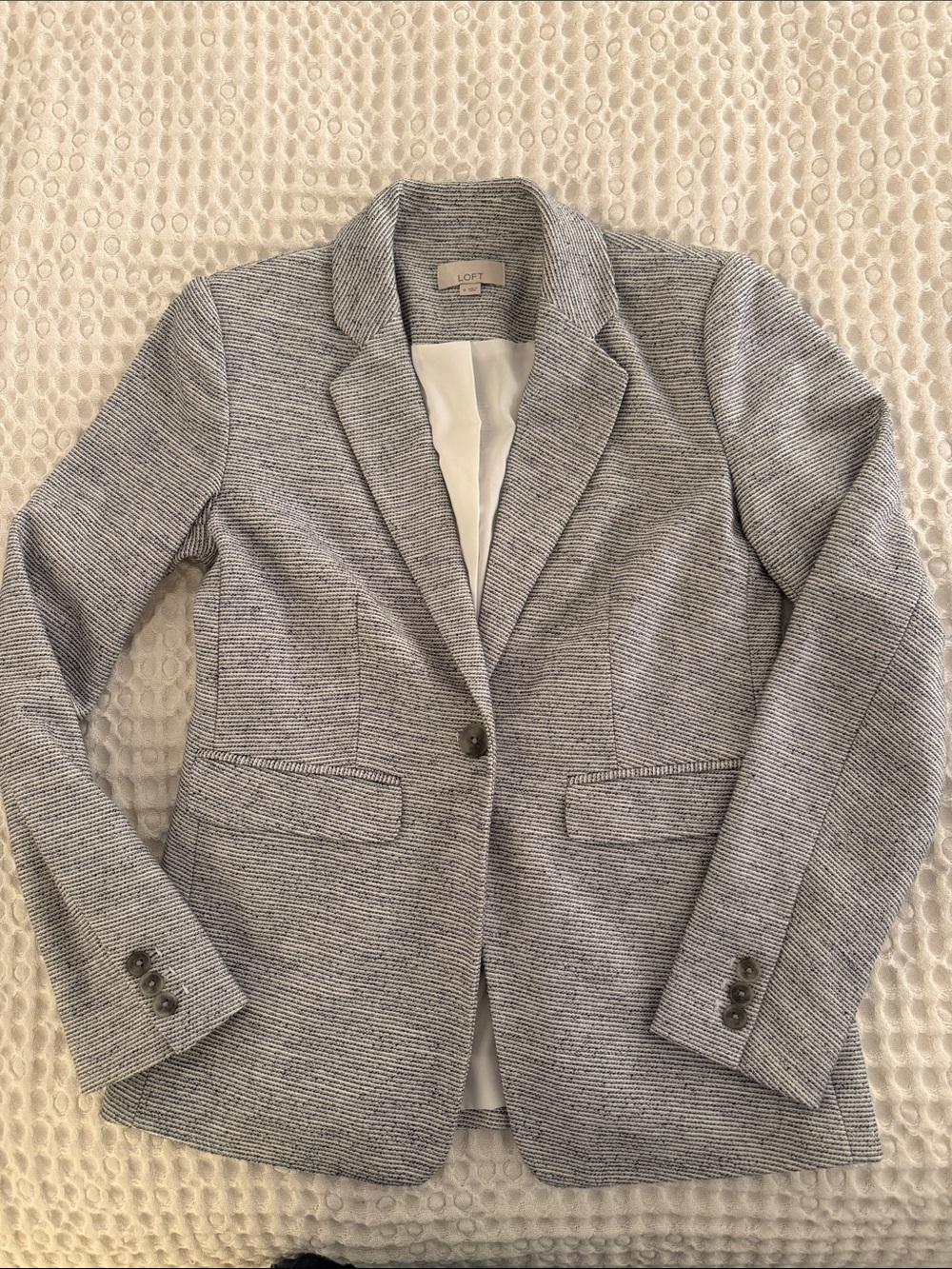 LOFT Women's Gray Textured Single-Button Blazer